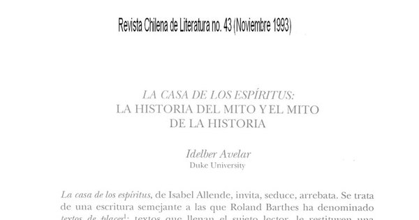 La casa de los espíritus: La historia del mito y el mito de la historia