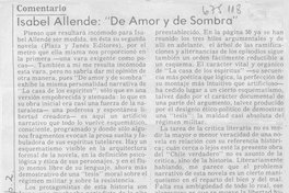 Isabel Allende, "De amor y de sombra"