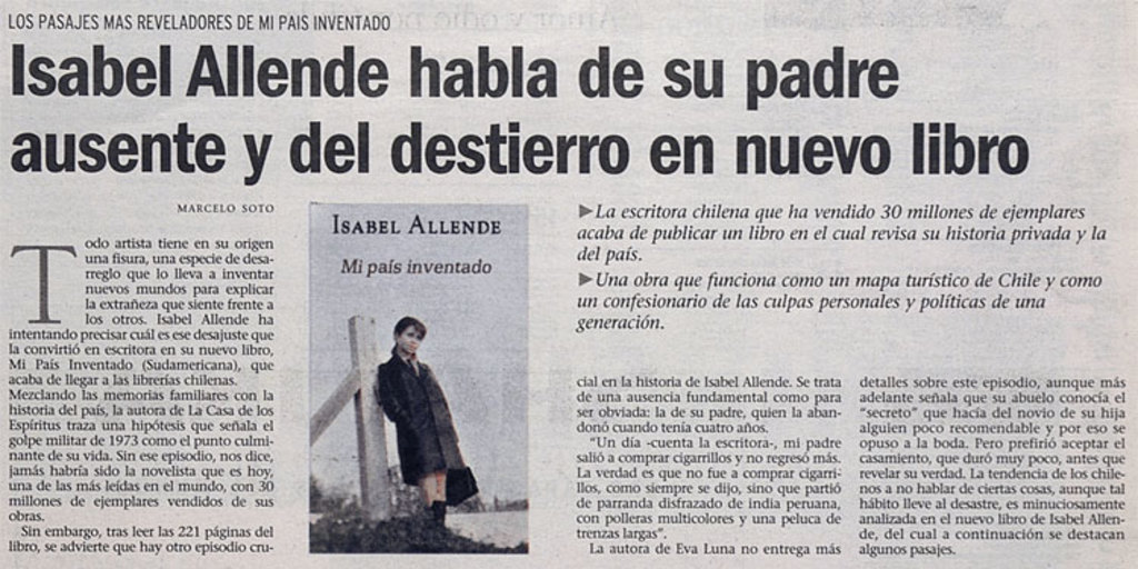 Isabel Allende habla de su padre ausente y del destierro en nuevo libro