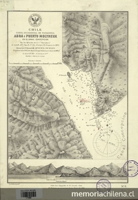 Abra i puerto Molyneux en el canal Concepción [mapa] :Chile : Costa occidental de Patagonia /Plano levantado por los Oficiales de la Corbeta "Chacabuco" ; bajo las órdenes del capitán de fragata Sr. Enrique M. Simpson.