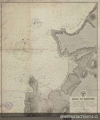 Bahía de Quintero/[mapa]:Por el Cap. de corbeta Sr. Luis Pomar al mando del vapor Ancud en 1876 i completadas las sondas por los oficiales del crucero Zenteno i cañonera Magallanes en 1901, i las rocas de la bahía por estudios posteriores en 1903