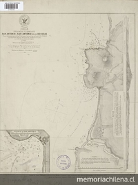 San Antonio i San Antonio de las Bodegas[mapa] :Chile : Provincia de Santiago /Plano levantado por el Comte. del vapor Ancud Cap. de Corb. Luis Pomar