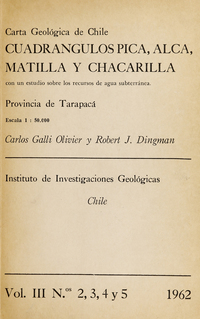 Cuadrángulos Pica, Alca, Matilla y Chacarilla: provincia de Tarapacá: con un estudio sobre los recursos de agua subterránea.