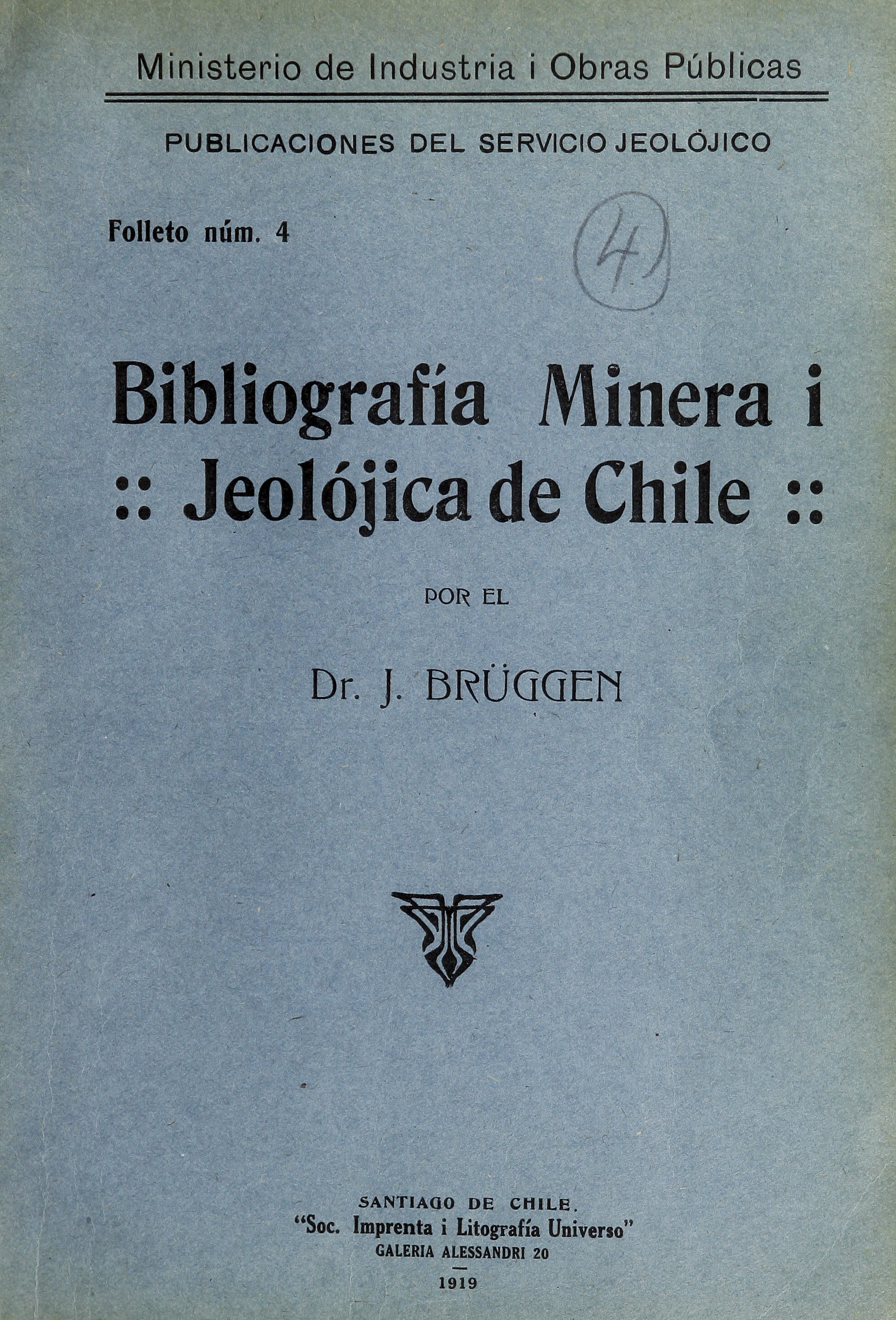 Bibliografía minera i jeolójica de Chile.