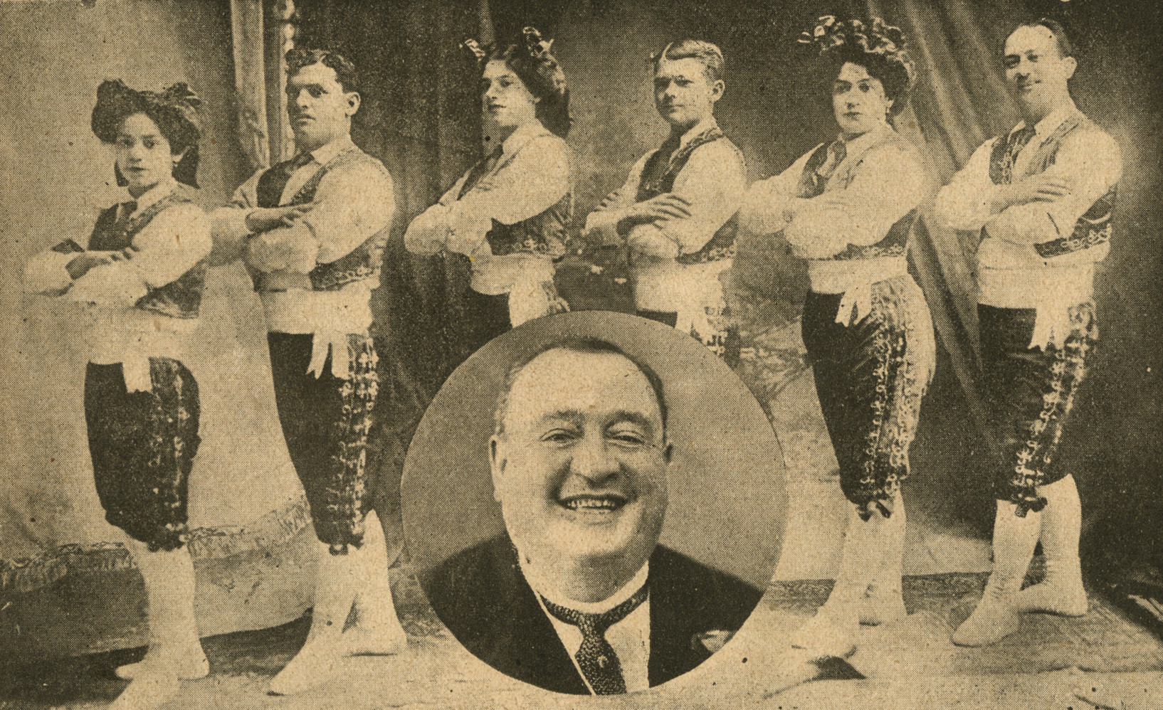 Sócrates Capra, empresario, y la familia Pacheco del gran circo americano de variedades Delphin y Feltorelli