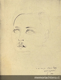 Luis Merino Reyes, dibujado por Hernán Gazmuri