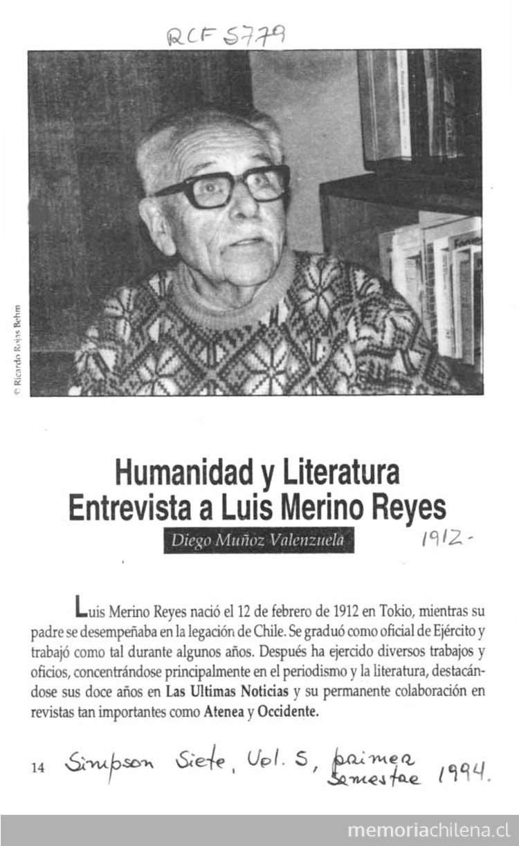 Humanidad y literatura, entrevista a Luis Merino Reyes