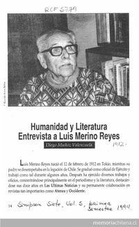 Humanidad y literatura, entrevista a Luis Merino Reyes