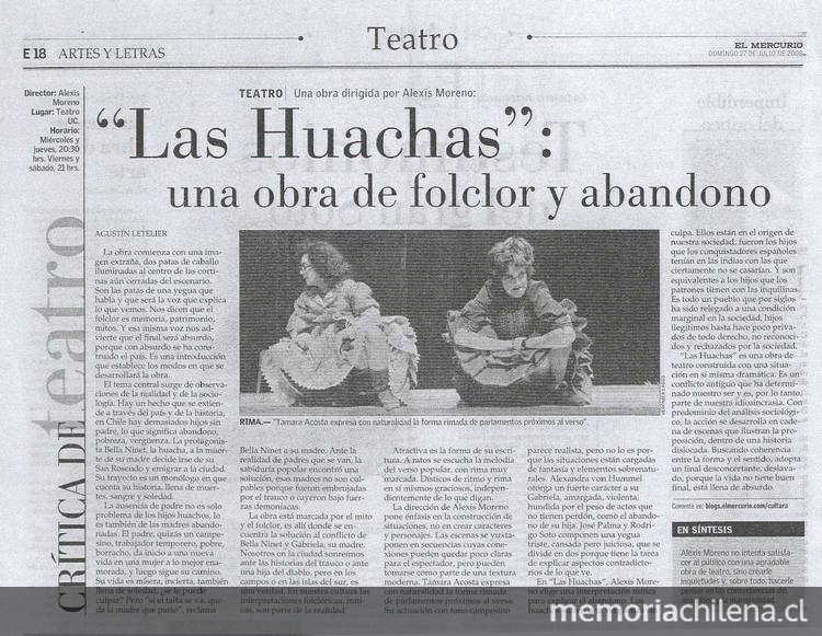 "Las Huachas": una obra de folclor y abandono