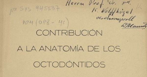 Contribución a la anatomía de los octodóntidos. Santiago: Museo Nacional de Historia Natural, 1940. 22 p.