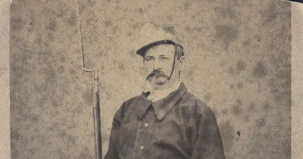 Pie de foto: soldado de Guardia Nacional, 1865
