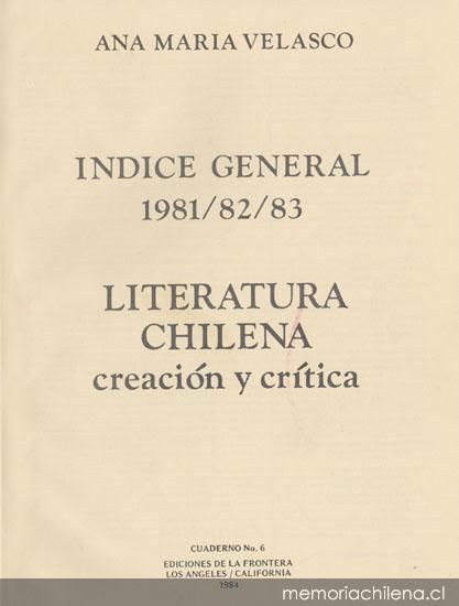 Literatura chilena, creación y crítica