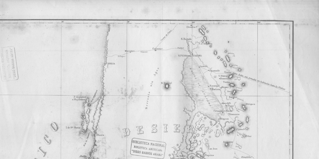 Mapa del Desierto de Atacama, hacia 1850