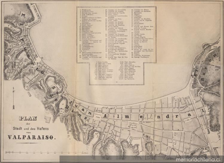 Plan der Stadf und des Hafens Von Valparaíso