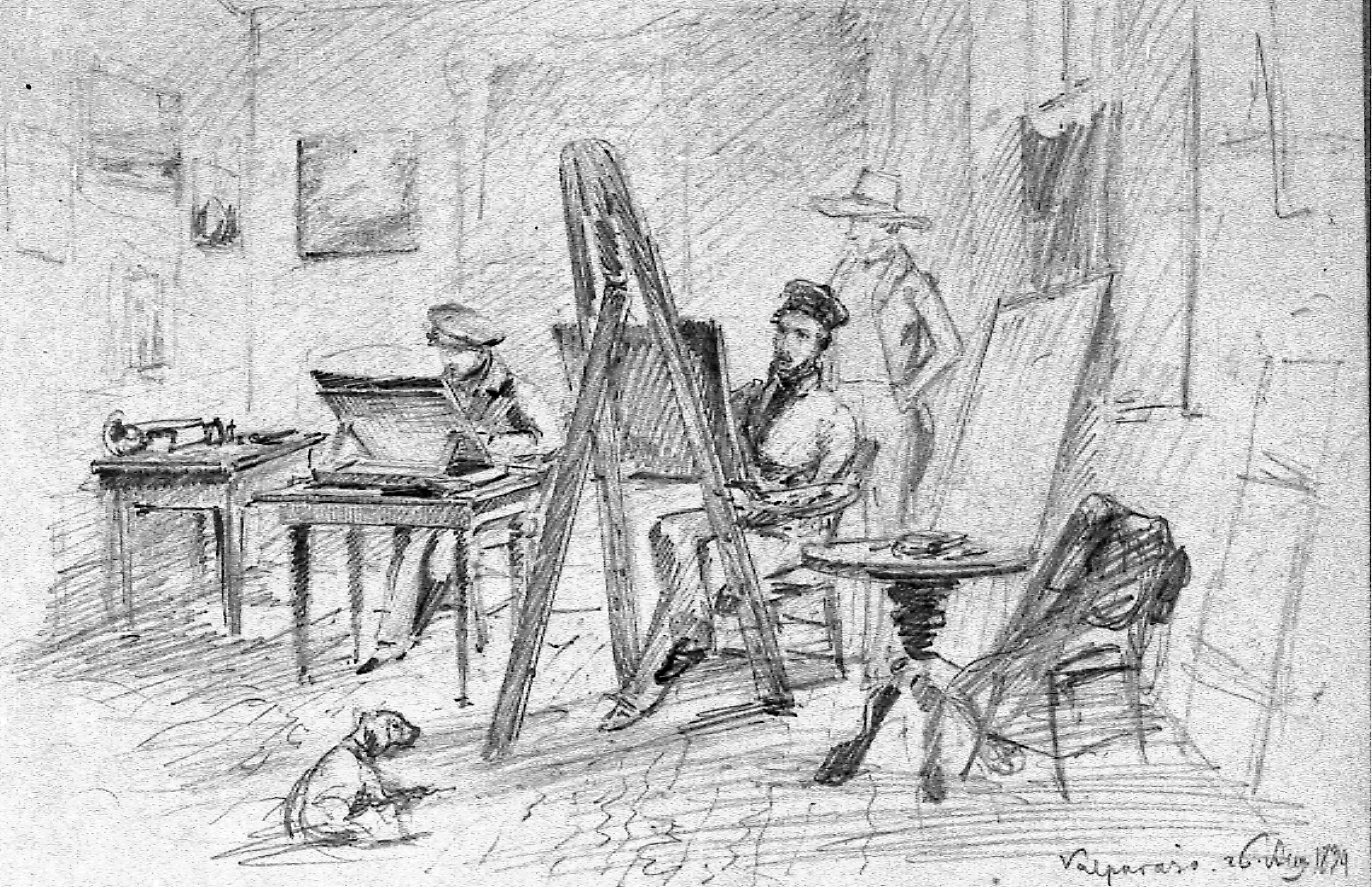 Mauricio Rugendas en su estudio. Valparaíso, 1834