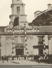 Bomberos de Valparaíso practicando ejercicios, ca. 1860