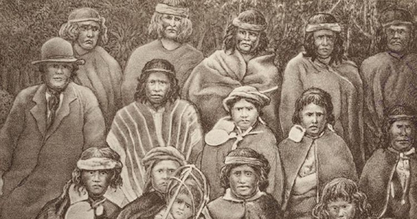 Grupo de aborígenes pehuenches, ca. 1859