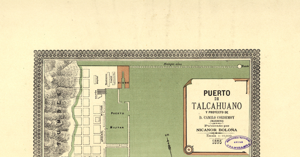 Puerto de Talcahuano y proyecto de Camilo Cordemoy, 1895