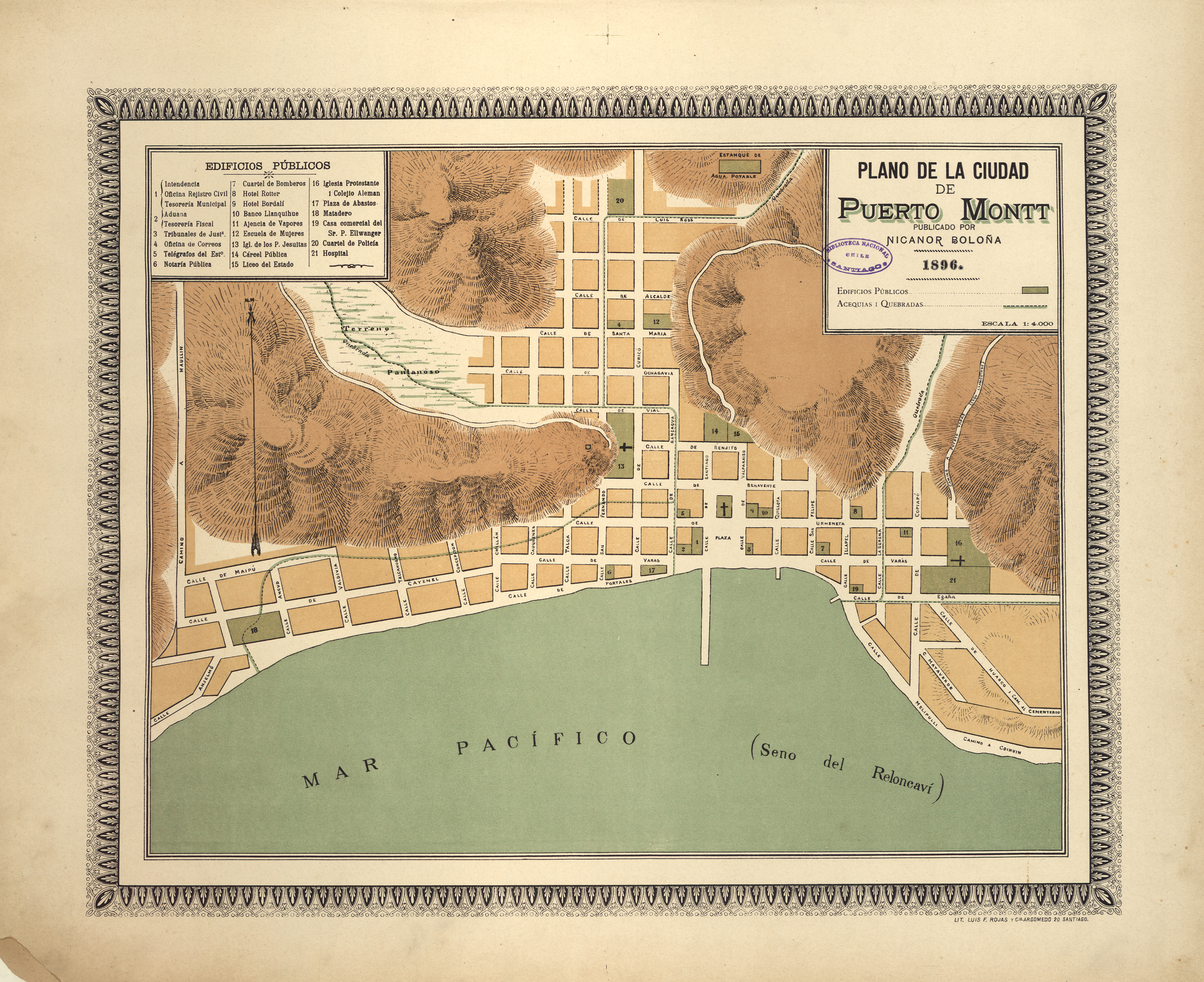 Plano de la ciudad de Puerto Montt, 1896