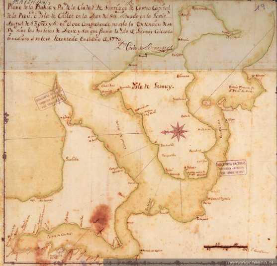 Plano de la bahía y pu[er]to de la ciudad de Santiago de Castro... levantado en el año 1770