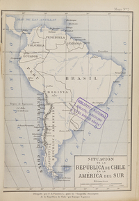 Situación de la República de Chile en la América del Sur, hacia 1885