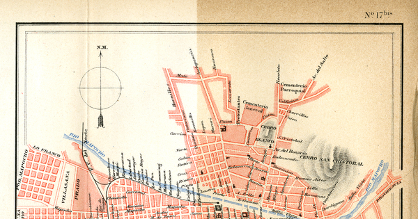 Plano de Santiago, hacia 1885