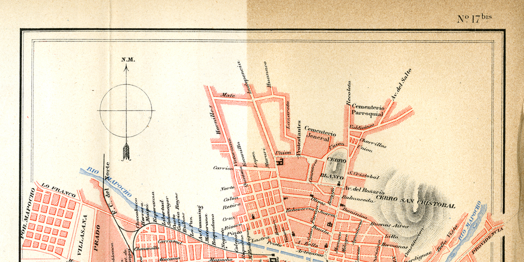 Plano de Santiago, hacia 1885