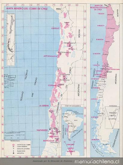Mapa minero del cobre de Chile
