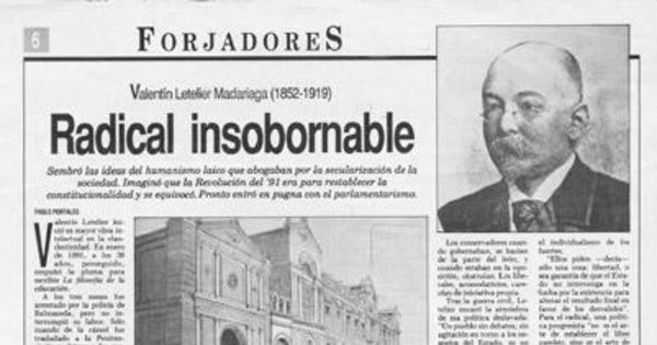 Radical insobornable : Valentín Letelier Madariaga (1852-1919)