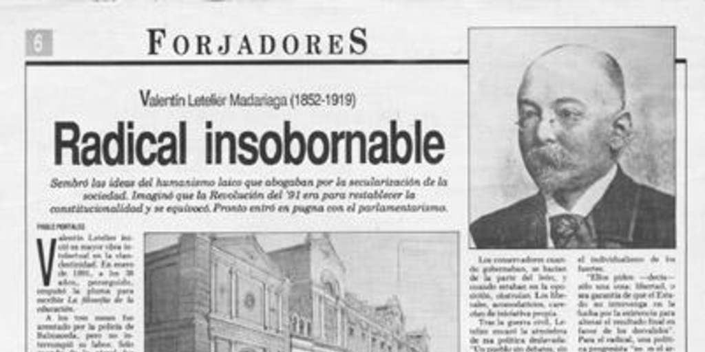 Radical insobornable : Valentín Letelier Madariaga (1852-1919)