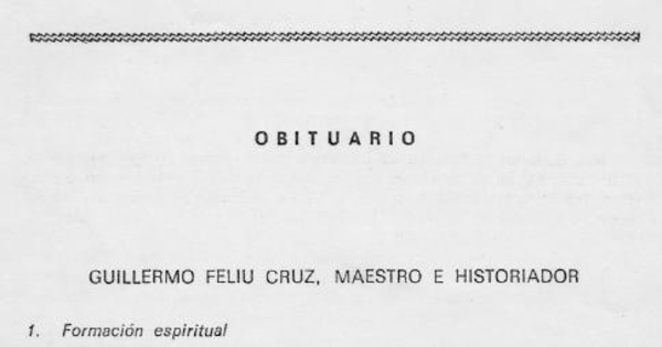 Obituario, Guillermo Feliú, maestro e historiador