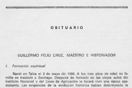 Obituario, Guillermo Feliú, maestro e historiador