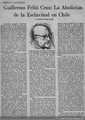 Guillermo Feliú Cruz : la abolición de la esclavitud en Chile