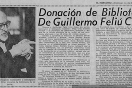 Donación de biblioteca de Guillermo Feliú Cruz