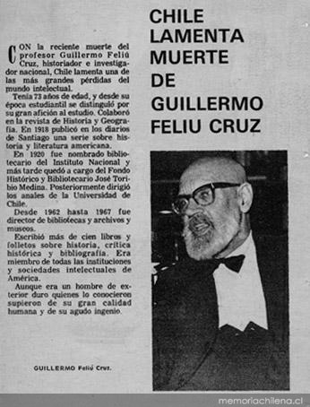 Chile lamenta muerte de Guillermo Feliú Cruz