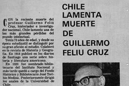 Chile lamenta muerte de Guillermo Feliú Cruz