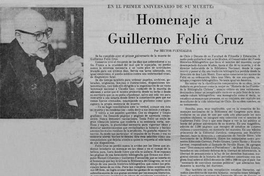 Homenaje a Guillermo Feliú Cruz : en el primer aniversario de su muerte