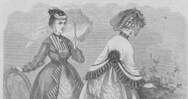 Traje de tafetán gris y de muselina blanca, 1869