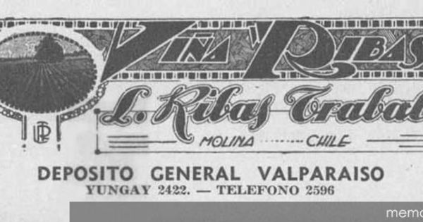 Aviso publicitario de la Viña Ribas, 1936
