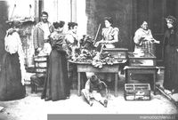 Venta de verduras en el Mercado Central,  principios del siglo XIX