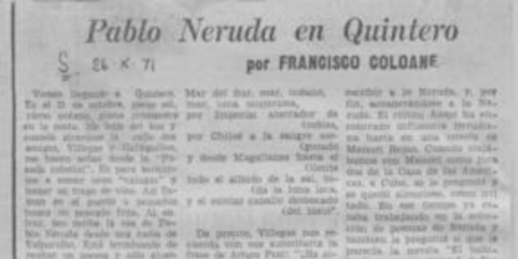 Pablo Neruda en Quintero