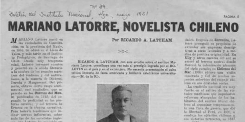 Mariano Latorre, novelista chileno