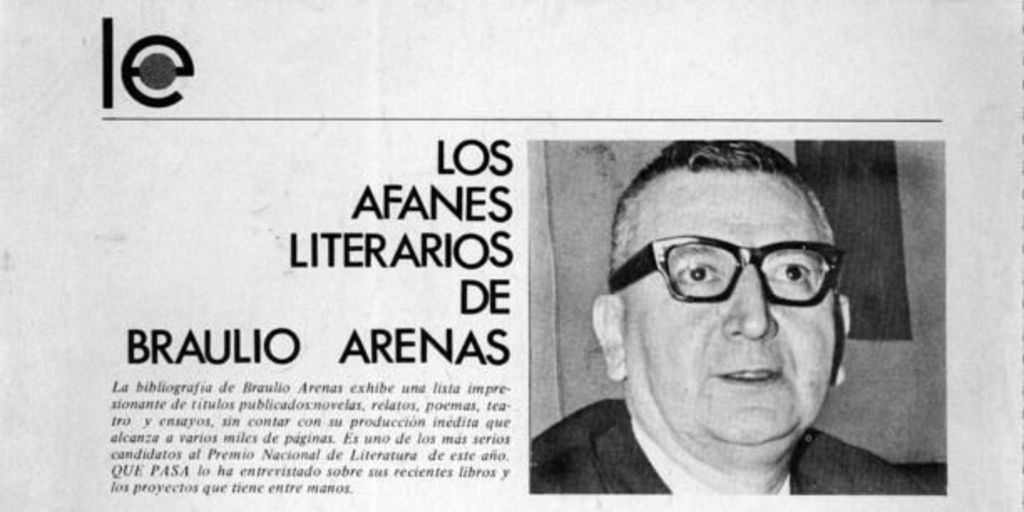 Los afanes literarios de Braulio Arenas