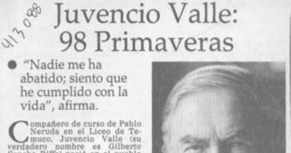 Juvencio Valle, 98 primaveras