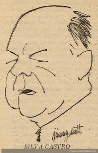 Caricatura de Raúl Silva Castro