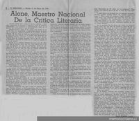 Alone, maestro nacional de la crítica literaria