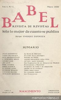 Babel : revista de arte y crítica : número 1, mayo 1939