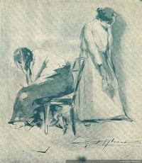 Dibujo que ilustra un poema de María Monvel publicado en la Revista Zig-Zag, 20 de abril de 1918