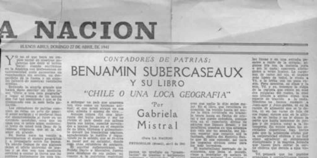 Contadores de patrias : Benjamín Subercaseaux y su libro Chile, o, Una loca geografía