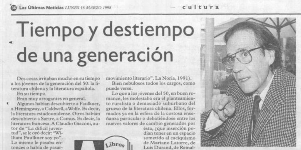 Tiempo y destiempo de una generación